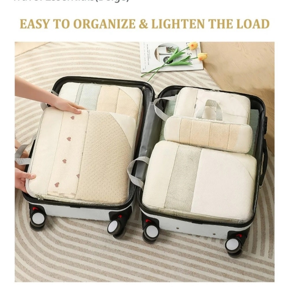 Cream Travel Bag Collection 10 Pieces - Picture 3 of 9